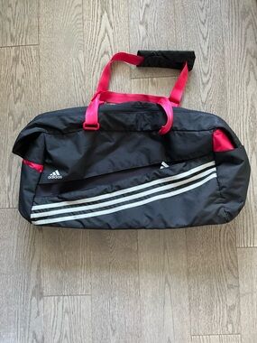 adidas Black with Hot Pink Accent Sports Duffel 10*18 in
